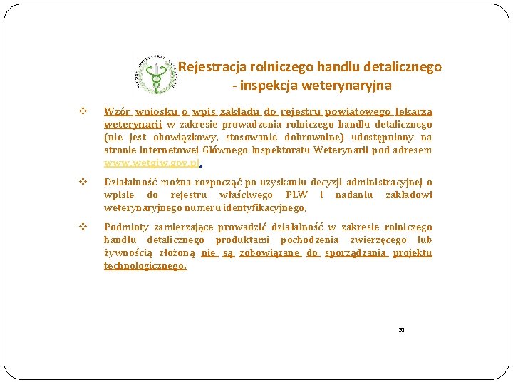 Rejestracja rolniczego handlu detalicznego - inspekcja weterynaryjna v Wzór wniosku o wpis zakładu do