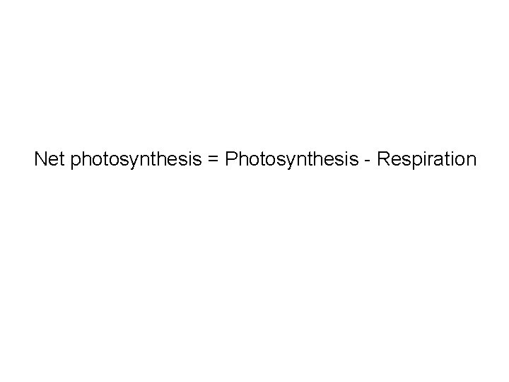 Net photosynthesis = Photosynthesis - Respiration 