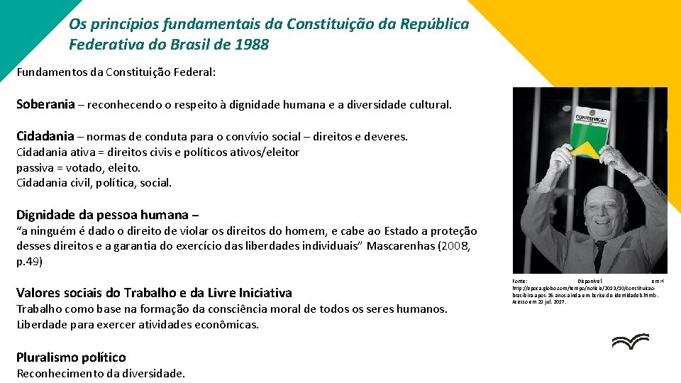 Os princípios fundamentais da Constituição da República Federativa do Brasil de 1988 Fundamentos da