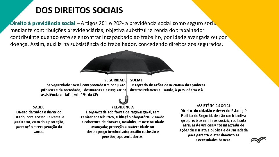 DOS DIREITOS SOCIAIS Direito à previdência social – Artigos 201 e 202 - a