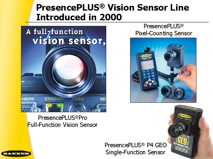 Presence. PLUS® Vision Sensor Line Introduced in 2000 Presence. PLUS® Pixel Counting Sensor Presence.