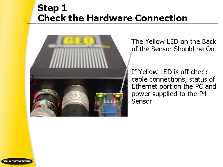 Step 1 Check the Hardware Connection The Yellow LED on the Back of the