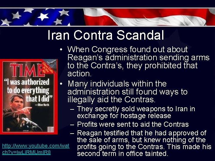 Iran Contra Scandal • When Congress found out about Reagan’s administration sending arms to