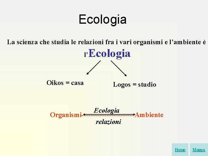 Ecologia La scienza che studia le relazioni fra i vari organismi e l’ambiente è