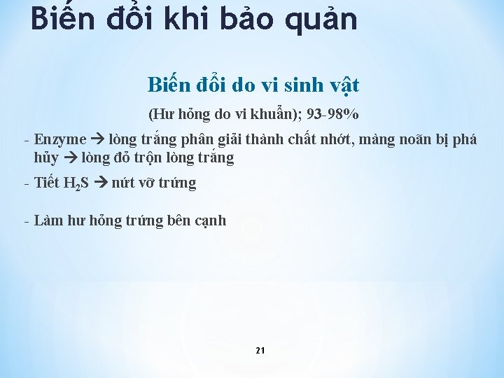 Biến đổi khi bảo quản Biến đổi do vi sinh vật (Hư hỏng do