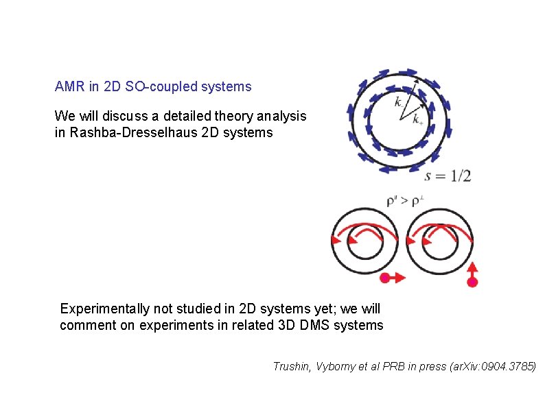 AMR in 2 D SO-coupled systems We will discuss a detailed theory analysis in