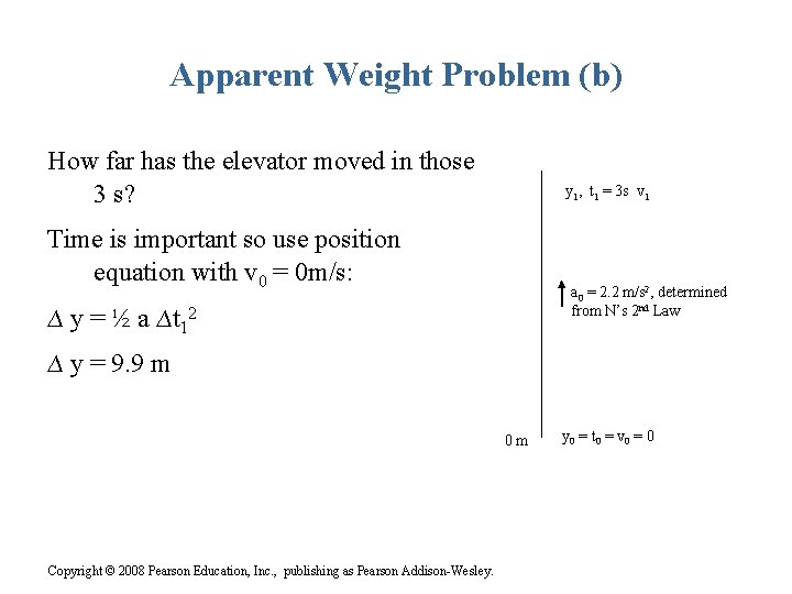 Apparent Weight Problem (b) How far has the elevator moved in those 3 s?