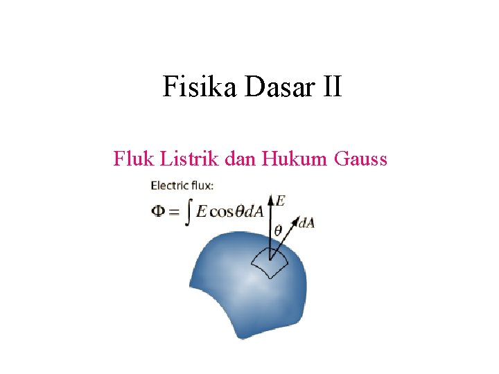 Fisika Dasar II Fluk Listrik dan Hukum Gauss 