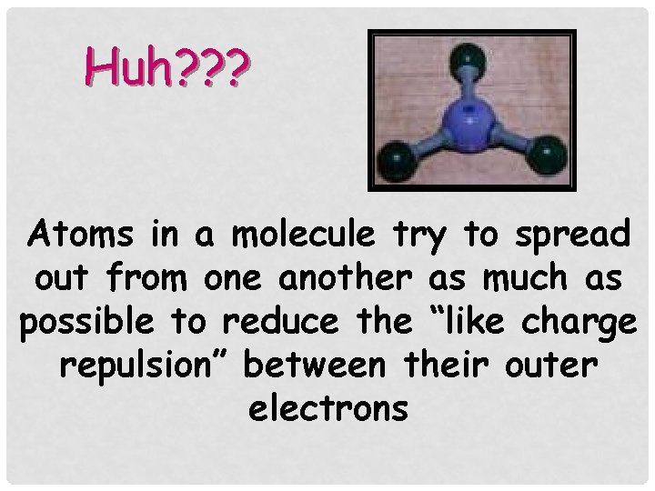 Huh? ? ? Atoms in a molecule try to spread out from one another