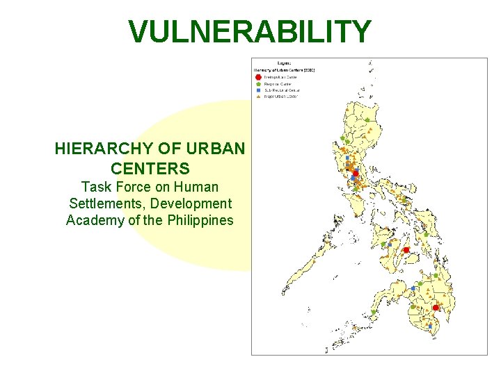 VULNERABILITY HIERARCHY OF URBAN CENTERS Task Force on Human Settlements, Development Academy of the