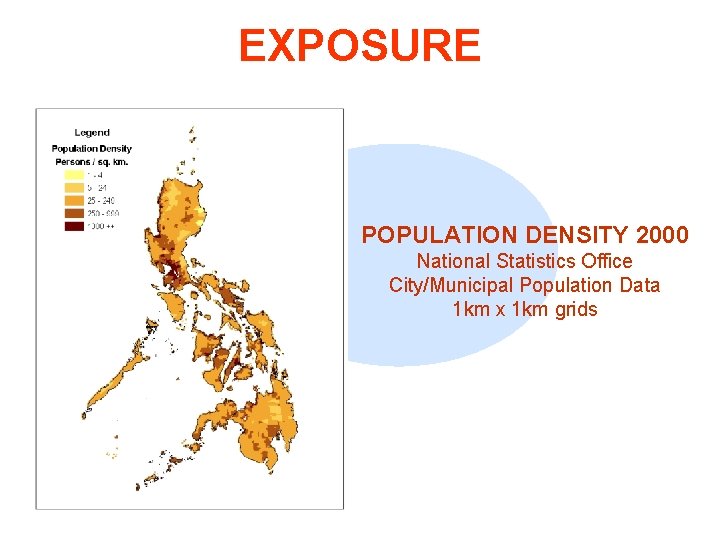 EXPOSURE POPULATION DENSITY 2000 National Statistics Office City/Municipal Population Data 1 km x 1