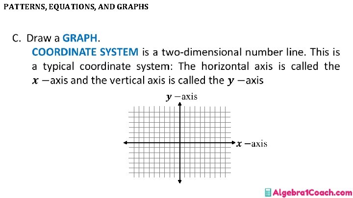 PATTERNS, EQUATIONS, AND GRAPHS • 