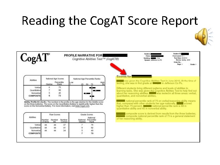 Reading the Cog. AT Score Report 