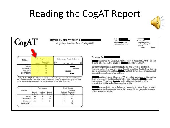 Reading the Cog. AT Report 