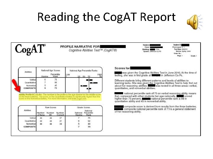 Reading the Cog. AT Report 