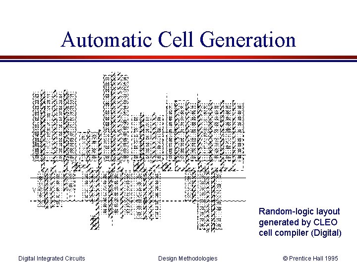 Automatic Cell Generation Random-logic layout generated by CLEO cell compiler (Digital) Digital Integrated Circuits