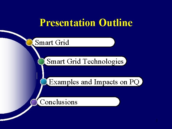 Presentation Outline Smart Grid Technologies Examples and Impacts on PQ Conclusions 2 