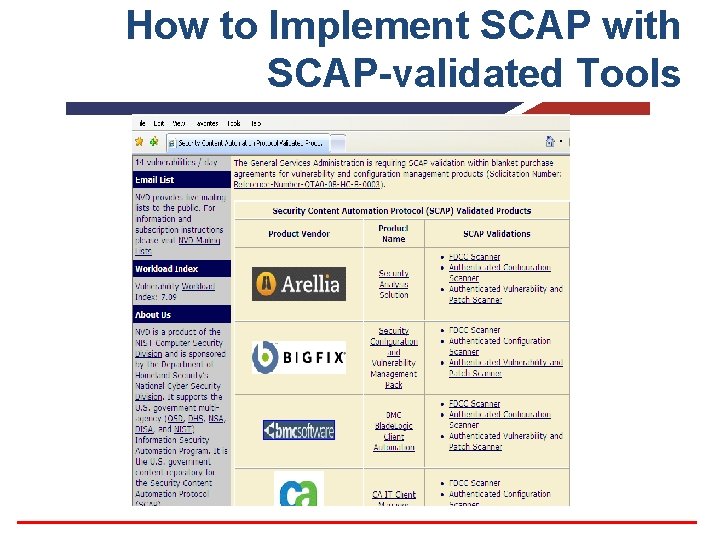How to Implement SCAP with SCAP-validated Tools 