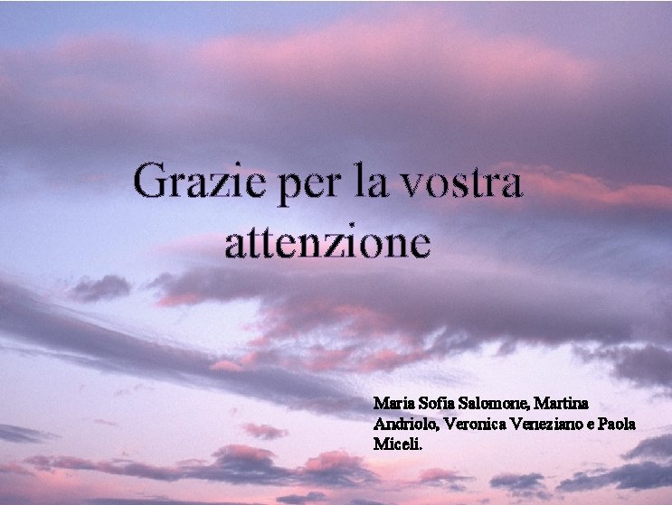 Grazie per la vostra attenzione Maria Sofia Salomone, Martina Andriolo, Veronica Veneziano e Paola