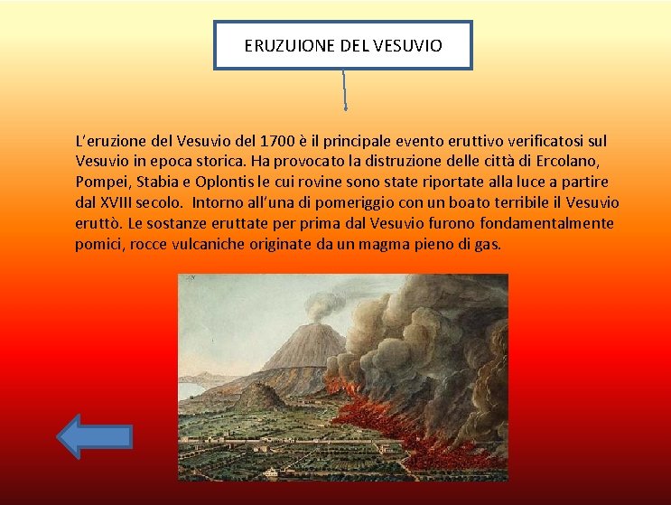 ERUZUIONE DEL VESUVIO L’eruzione del Vesuvio del 1700 è il principale evento eruttivo verificatosi