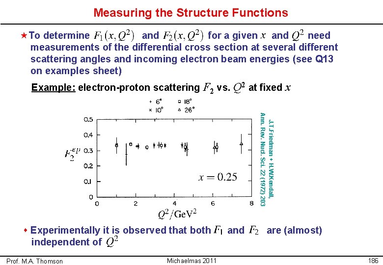 Measuring the Structure Functions «To determine and for a given and need measurements of