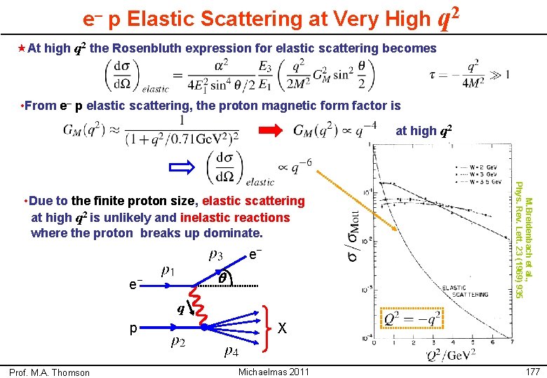 e– p Elastic Scattering at Very High q 2 «At high q 2 the