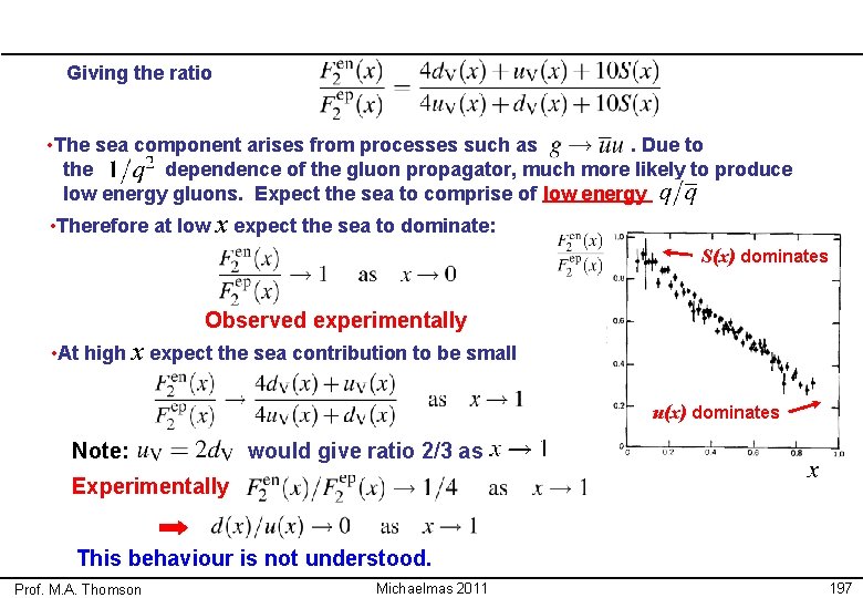 Giving the ratio • The sea component arises from processes such as. Due to