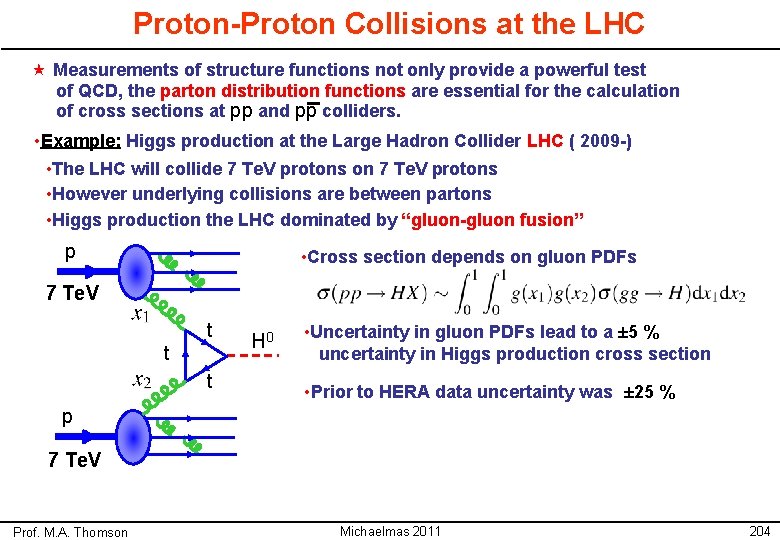 Proton-Proton Collisions at the LHC « Measurements of structure functions not only provide a