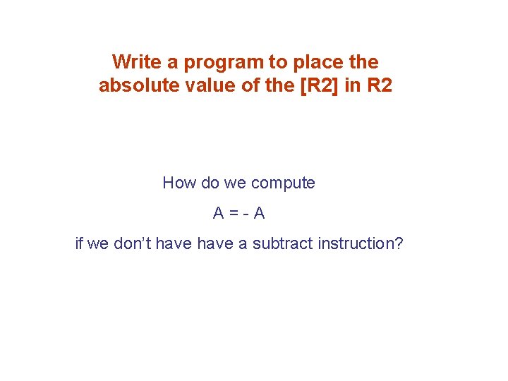 Write a program to place the absolute value of the [R 2] in R