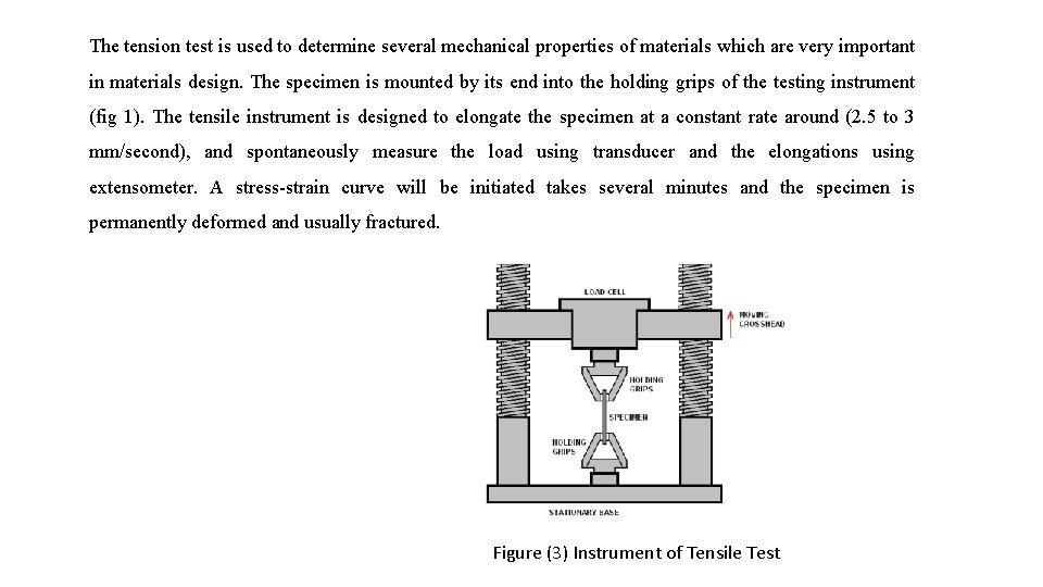 The tension test is used to determine several mechanical properties of materials which are The tension test is used to determine several mechanical properties of materials which are