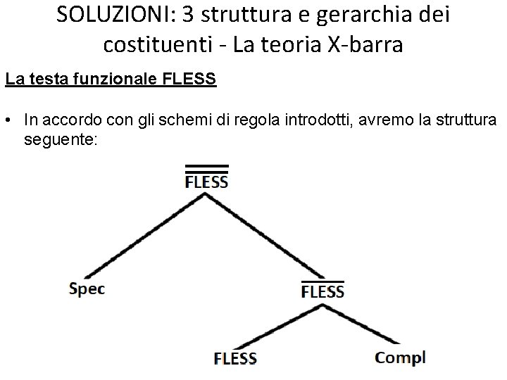 SOLUZIONI: 3 struttura e gerarchia dei costituenti - La teoria X-barra La testa funzionale