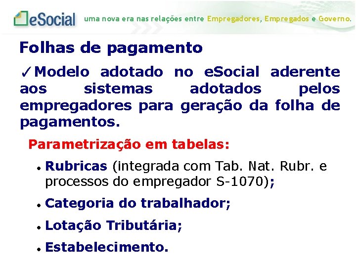uma nova era nas relações entre Empregadores, Empregados e Governo. Folhas de pagamento ✓Modelo