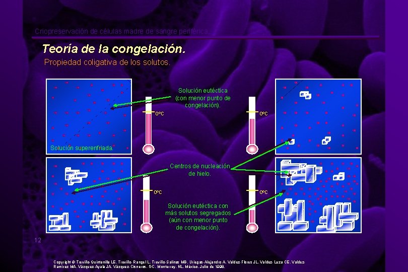 Criopreservación de células madre de sangre periférica. Teoría de la congelación. Propiedad coligativa de