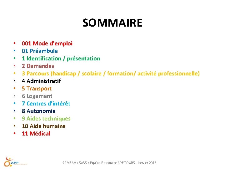 SOMMAIRE • • • • 001 Mode d’emploi 01 Préambule 1 Identification / présentation