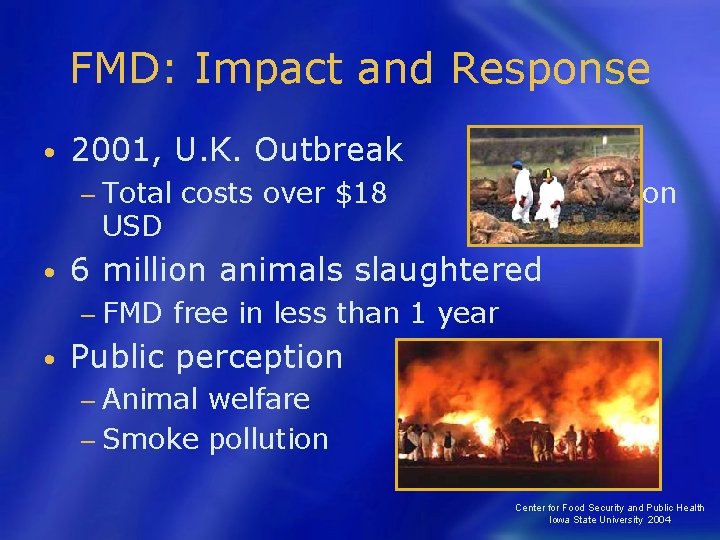 FMD: Impact and Response • 2001, U. K. Outbreak − Total USD • billion
