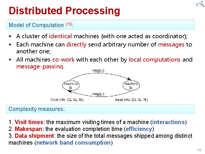 Distributed Processing Model of Computation [15]: • A cluster of identical machines (with one