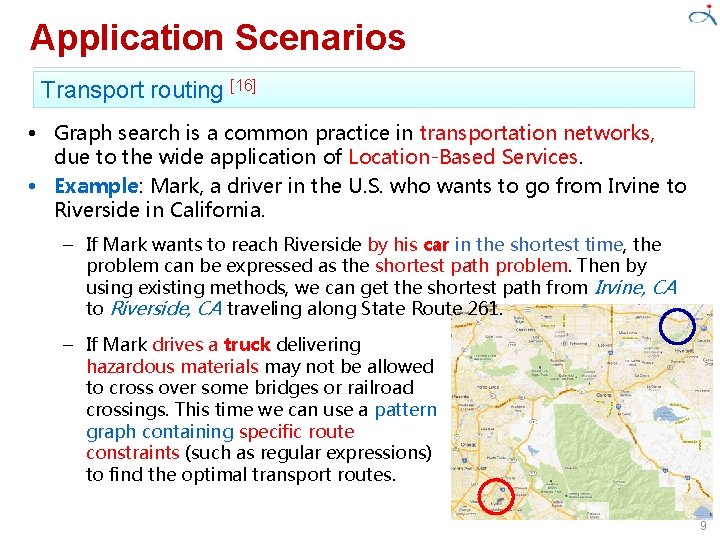 Application Scenarios Transport routing [16] • Graph search is a common practice in transportation