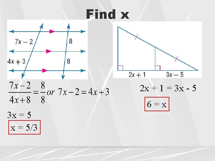 Find x 2 x + 1 = 3 x - 5 6=x 3 x