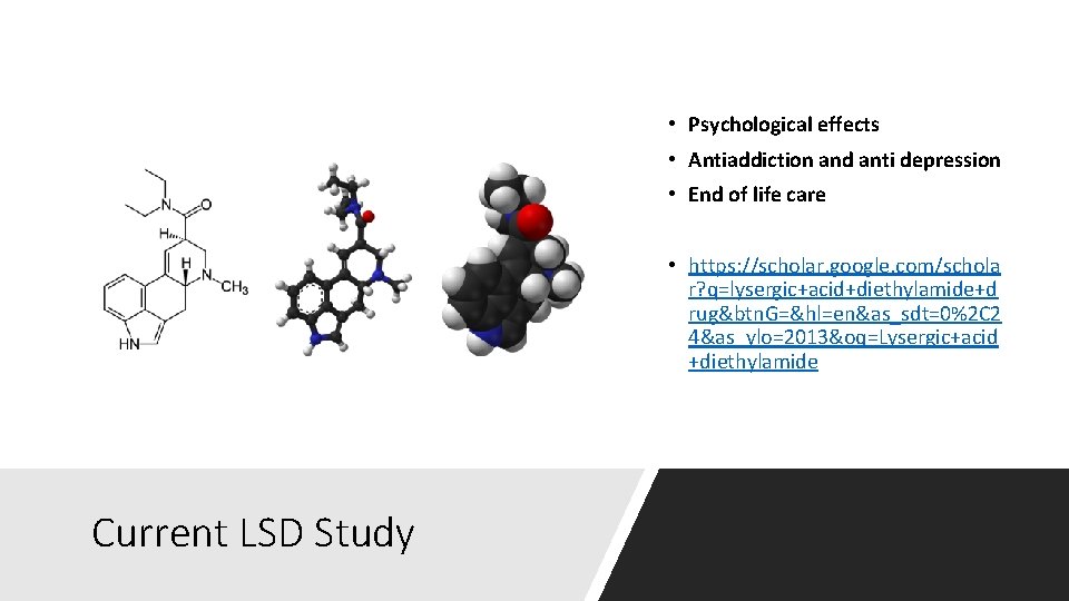  • Psychological effects • Antiaddiction and anti depression • End of life care