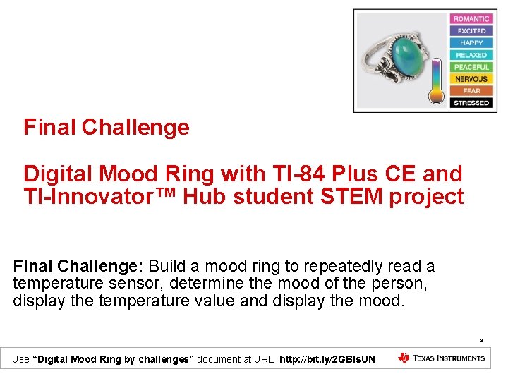 Final Challenge Digital Mood Ring with TI-84 Plus CE and TI-Innovator™ Hub student STEM