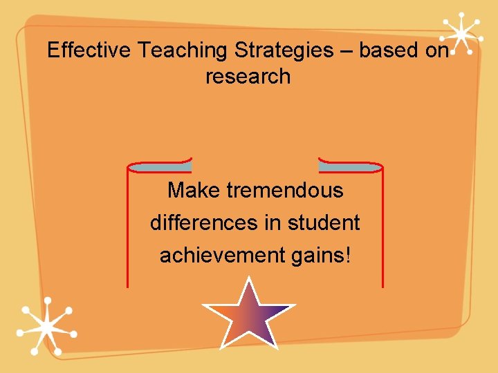 Effective Teaching Strategies – based on research Make tremendous differences in student achievement gains!