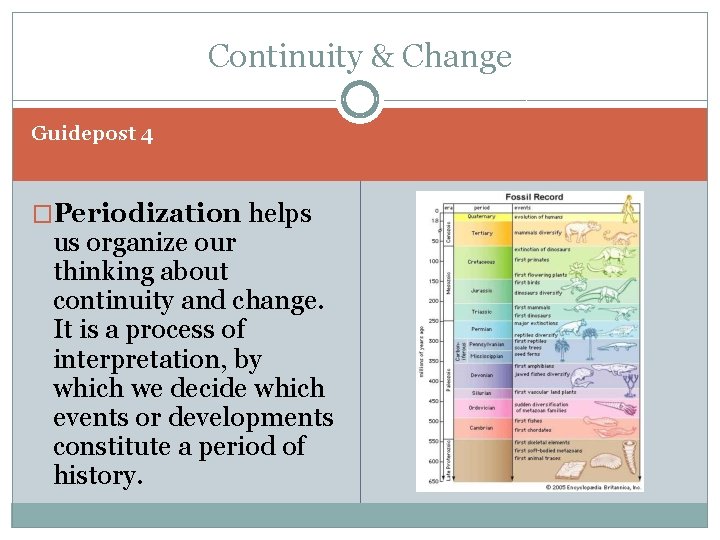 Continuity & Change Guidepost 4 �Periodization helps us organize our thinking about continuity and