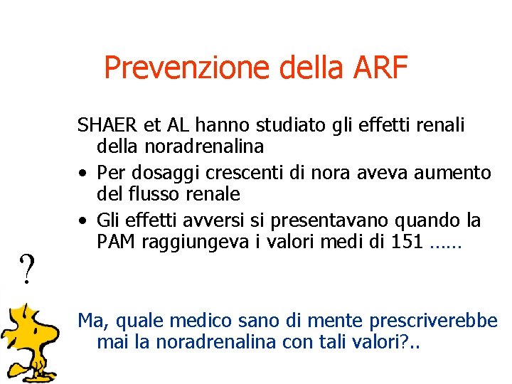 Prevenzione della ARF ? SHAER et AL hanno studiato gli effetti renali della noradrenalina