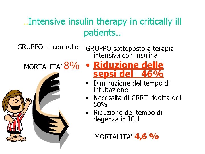 . . Intensive insulin therapy in critically ill patients. . GRUPPO di controllo MORTALITA’