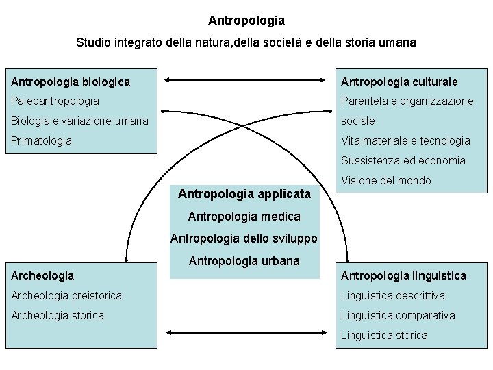 Antropologia Studio integrato della natura, della società e della storia umana Antropologia biologica Antropologia