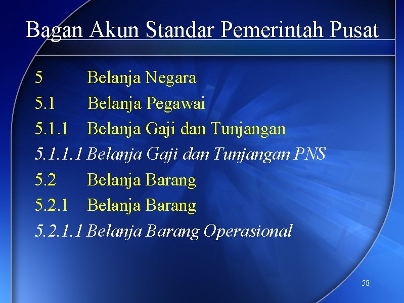 Bagan Akun Standar Pemerintah Pusat 5 Belanja Negara 5. 1 Belanja Pegawai 5. 1.