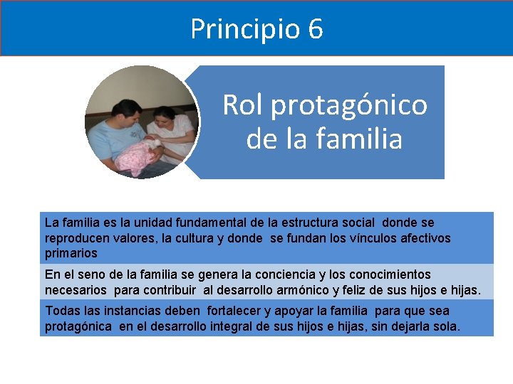 Principio 6 Rol protagónico de la familia La familia es la unidad fundamental de Principio 6 Rol protagónico de la familia La familia es la unidad fundamental de