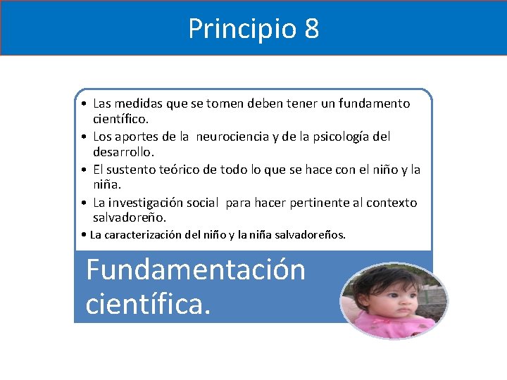 Principio 8 • Las medidas que se tomen deben tener un fundamento científico. • Principio 8 • Las medidas que se tomen deben tener un fundamento científico. •