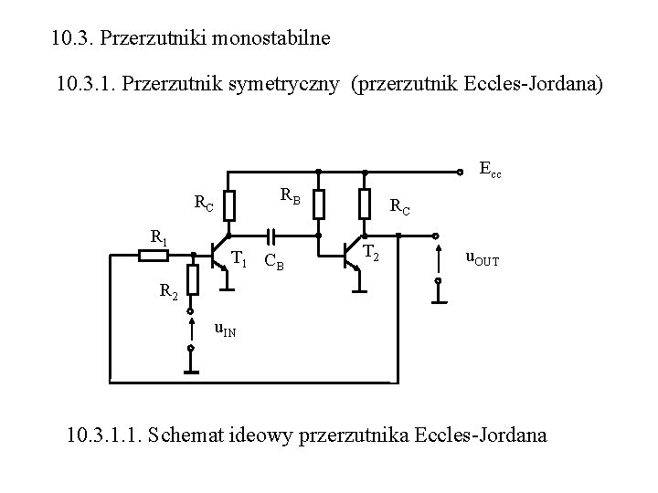 10. 3. Przerzutniki monostabilne 10. 3. 1. Przerzutnik symetryczny (przerzutnik Eccles-Jordana) Ecc RB RC