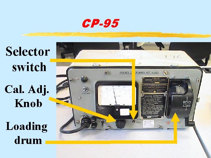 CP-95 Selector switch Cal. Adj. Knob Loading drum 